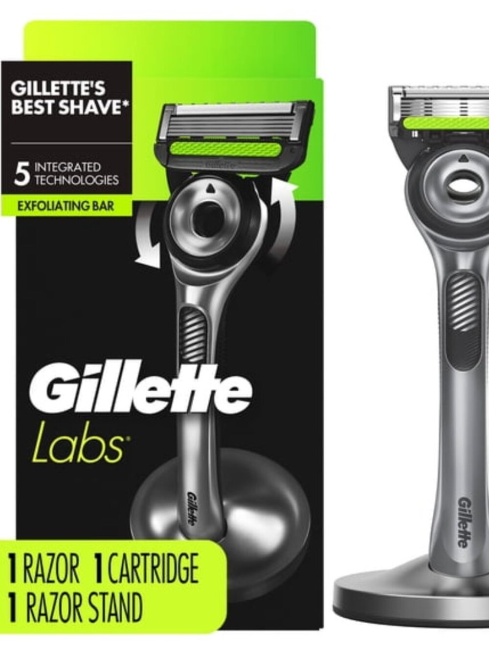 2 New Gillette Labs with Exfoliating Bar Men's Razor - 2 Handle, 2 Blade Refills